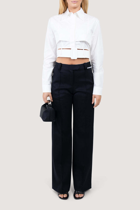 Belted Cropped Panel Shirt