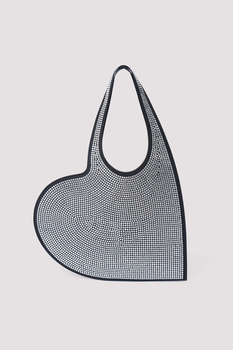 Crystal-Embellished Mini Heart Tote Bag