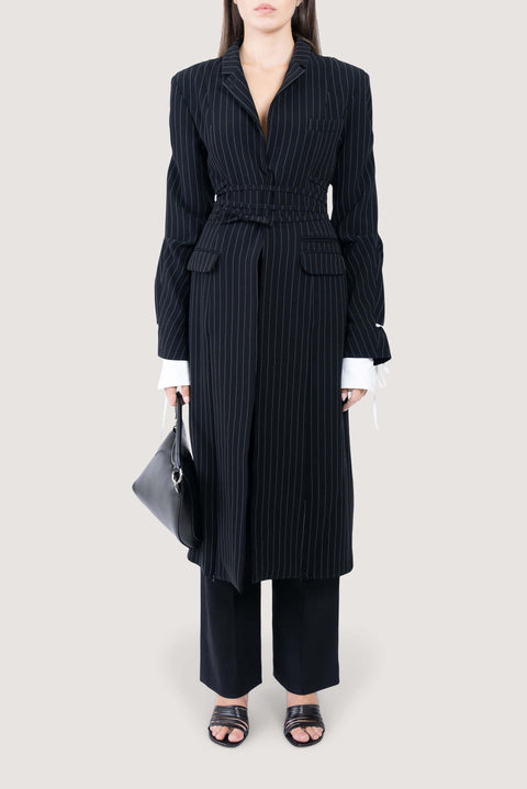Pinstripe Slash Detail Coat