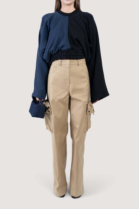 Wide Leg Cotton Cargo Pants