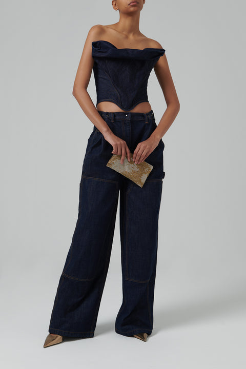 Navy Denim Corset