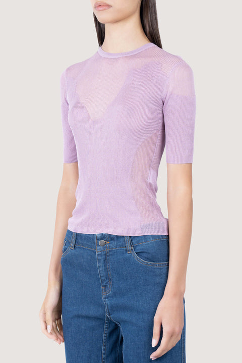 Gradient Open-Knit Short-Sleeve Top