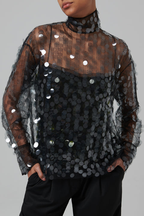 Black Olall Sequin Top
