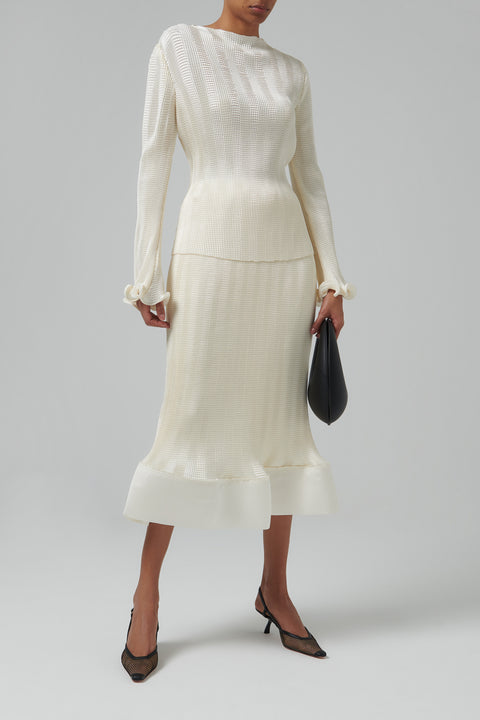 White Carys Mock Neck Top