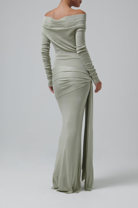 Green Kora Off Shoulder Maxi Dress