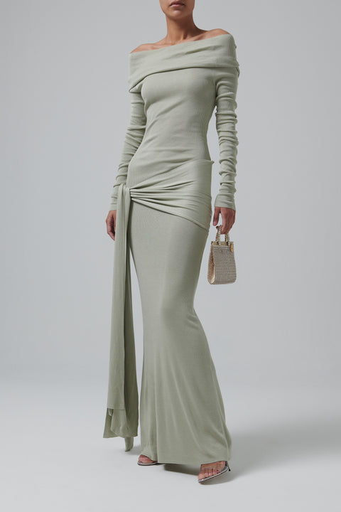 Green Kora Off Shoulder Maxi Dress