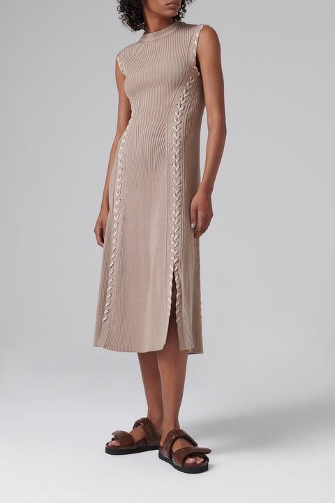 Pink Lorena Lace Up Midi Dress