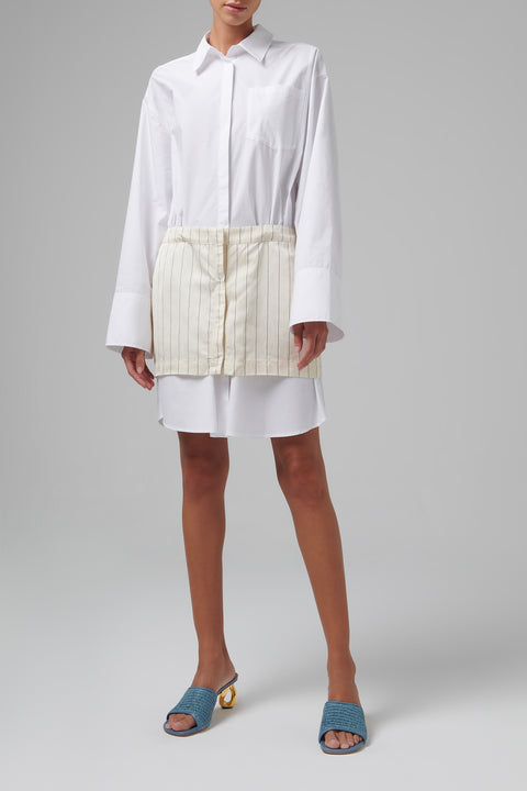 White Layered Suiting Dress