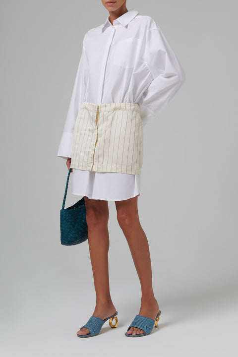 White Layered Suiting Dress