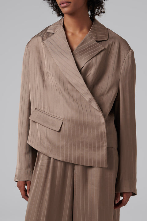 Brown Asymmetric Loose Fit Blazer