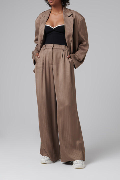 Brown Asymmetric Loose Fit Blazer
