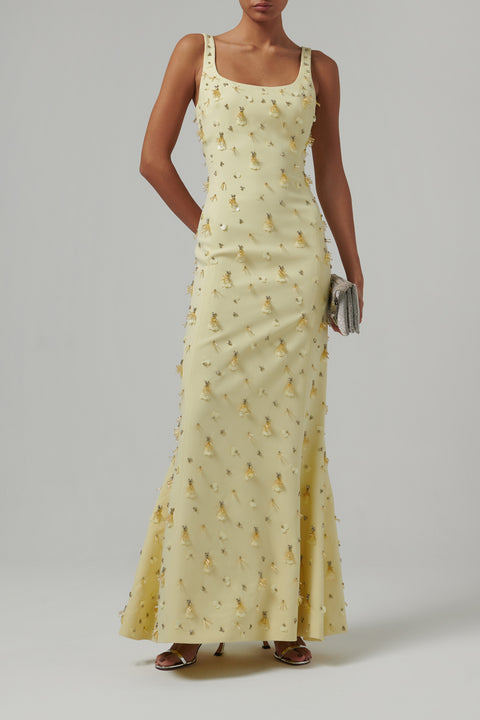 Yellow Briella Embellished Gown