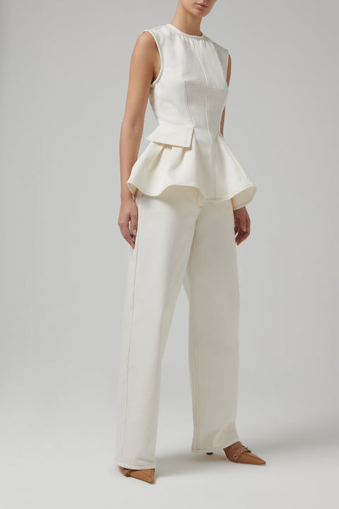 White Cocoon Wide-Leg Jeans