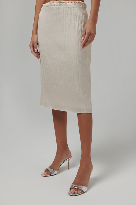 Beige Libi Midi Skirt