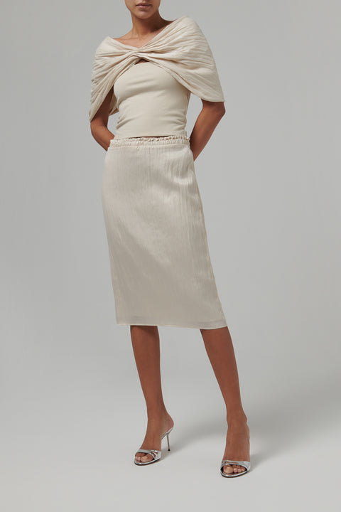 Beige Libi Midi Skirt