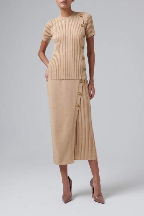 Beige Nougat Midi Skirt