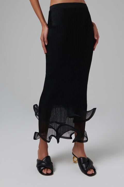 Black Kelso Midi Skirt