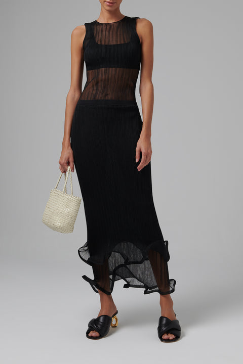 Black Kelso Midi Skirt