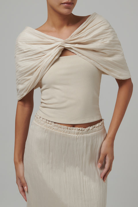 Beige Elisa Cape Top
