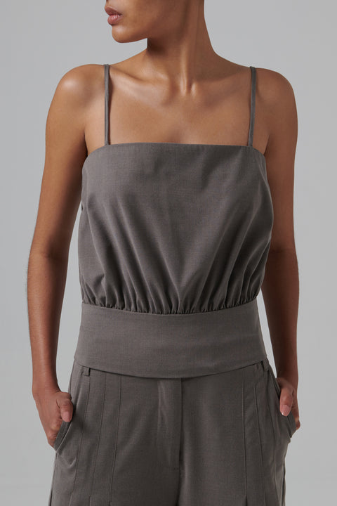 Grey Gathered Top