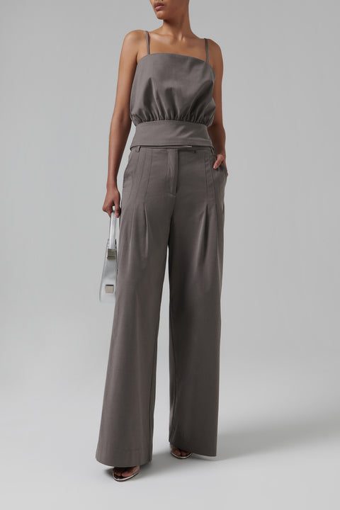 Grey Gathered Top