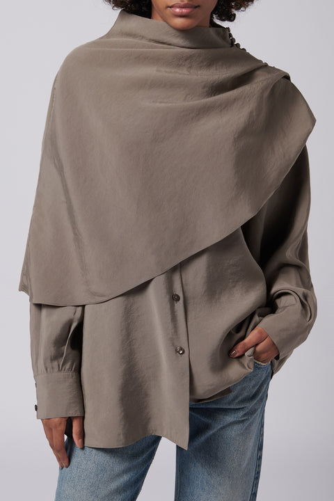 Grey Scarf Blouse