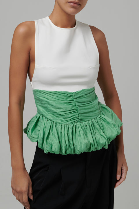 White And Green Arden Tank Top
