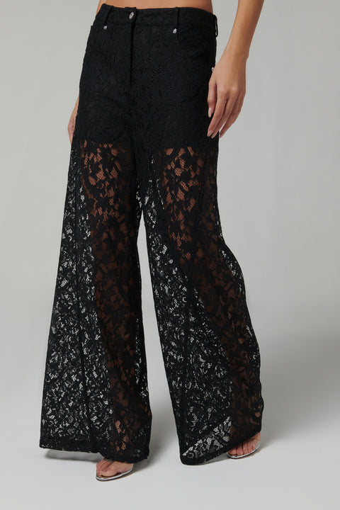 Black Rebrode Lace Pants