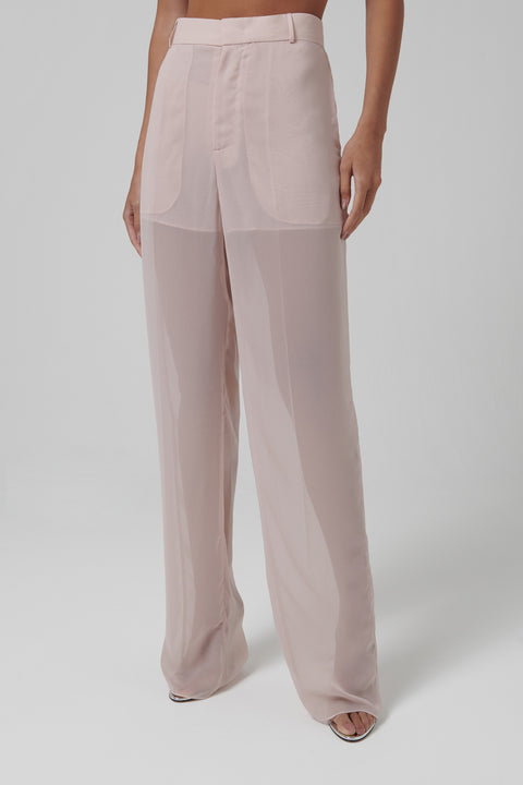 Pink Georgette Sheer Pants