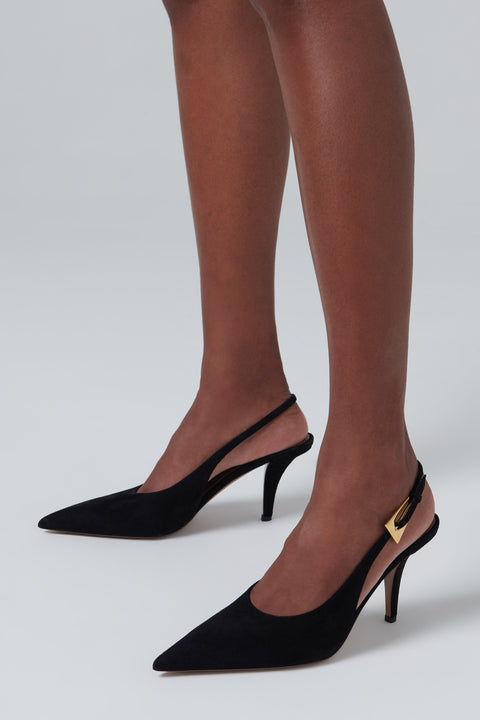 Black Jessic 75 Sling Back Pumps