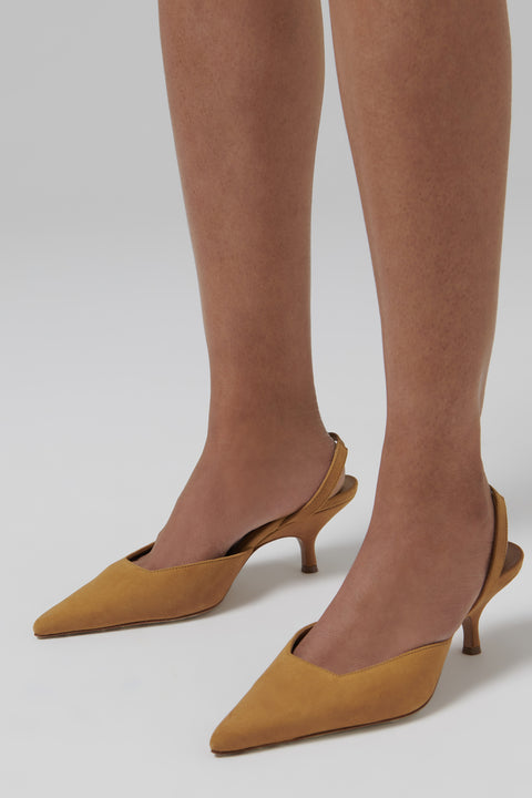 Brown Octavie Kitten-Heel Pumps