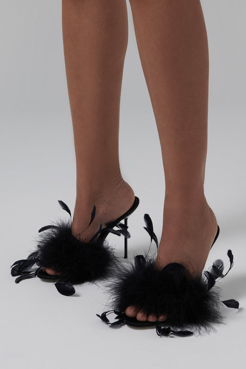 Black Lidia 105 Feather Mule