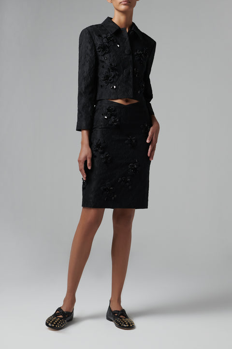 Black Low-Waisted Straight Midi skirt