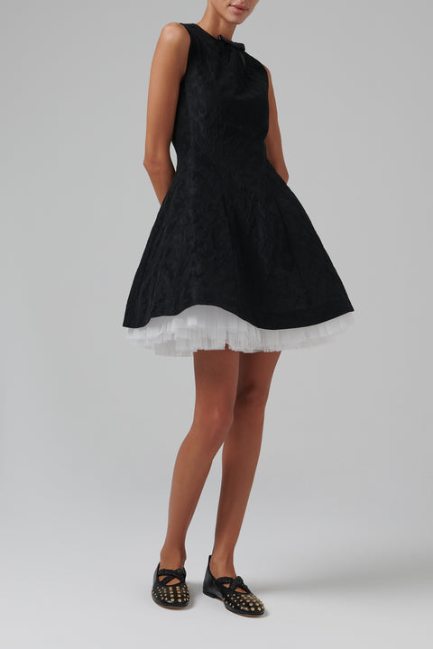 Black Puffy Sleeveless Mini Dress