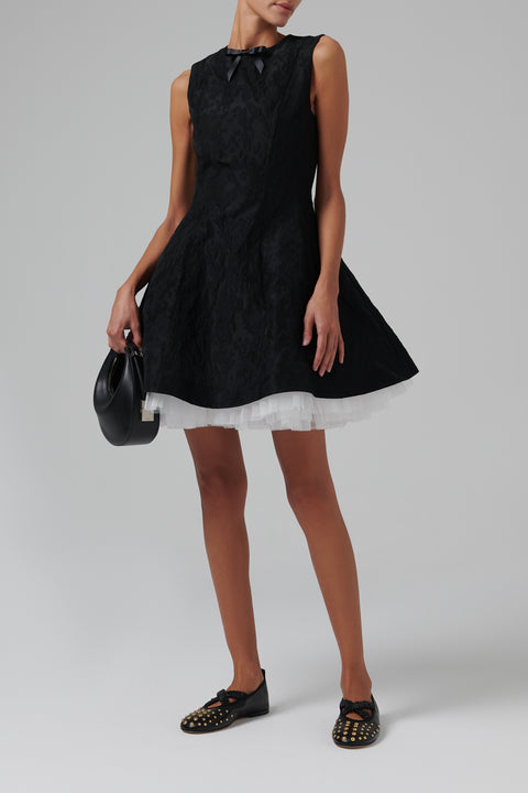 Black Puffy Sleeveless Mini Dress