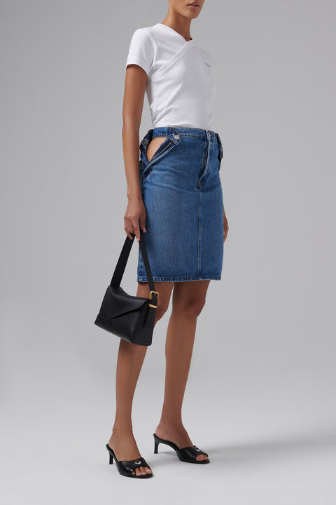 Blue Open Hip Denim Skirt