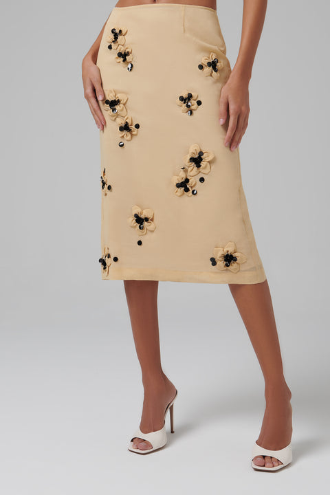 Yellow Bow Midi Skirt