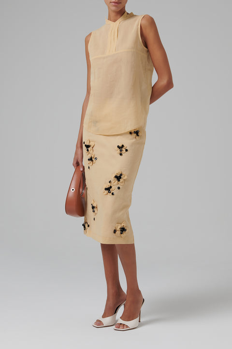 Yellow Bow Midi Skirt
