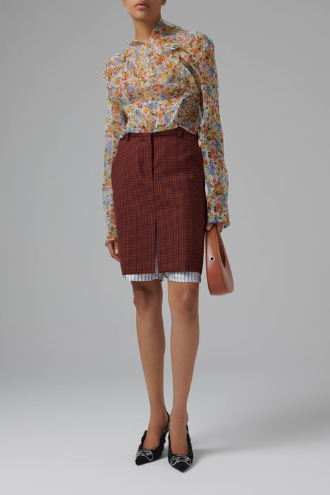 Red Layered Knee-Length Skirt