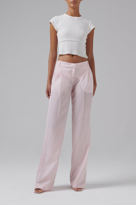 Pink Tailored Low-Rise Pants