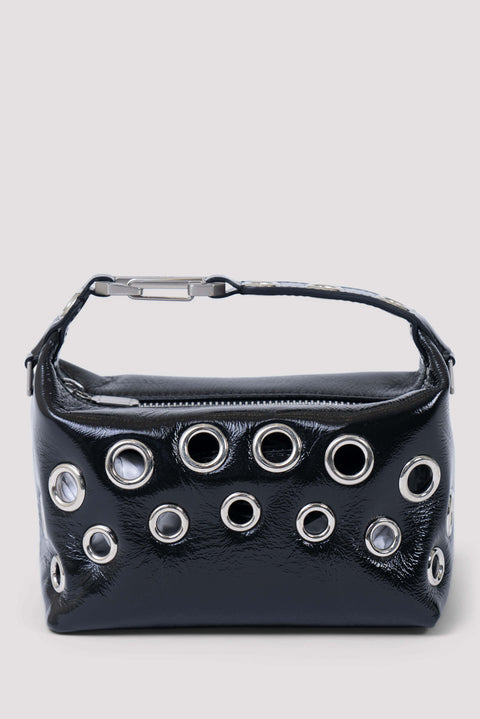 Black Punk Leather Moon Bag