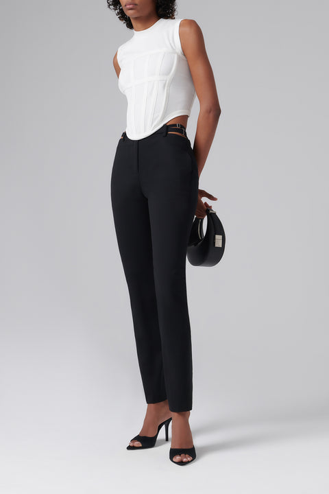 Black Lingerie Slim-Leg Pants