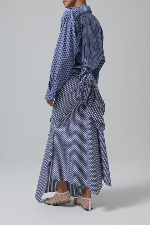 Blue Deconstructed Shirting Dress