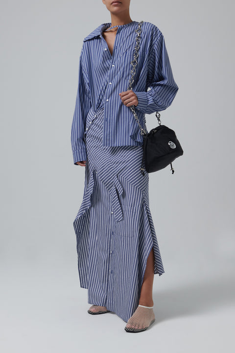 Blue Deconstructed Shirting Dress