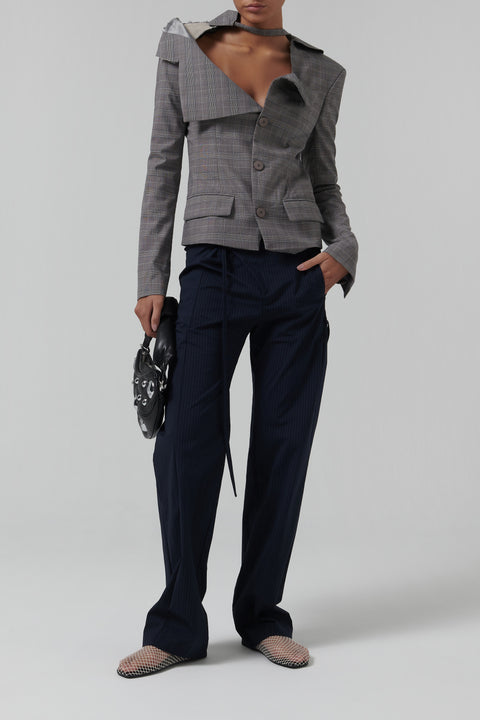 Grey Off-Shoulder Blazer
