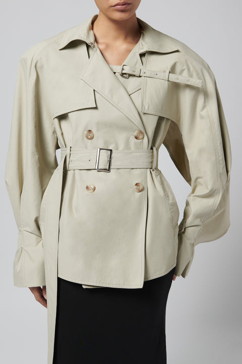Beige Nocturne Cropped Trenchcoat