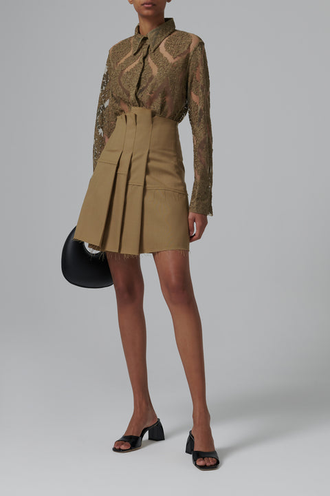 Brown Pleated Skirt
