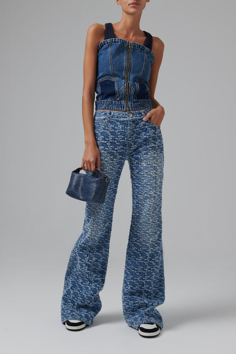 Blue Deconstructed Denim Tank Top