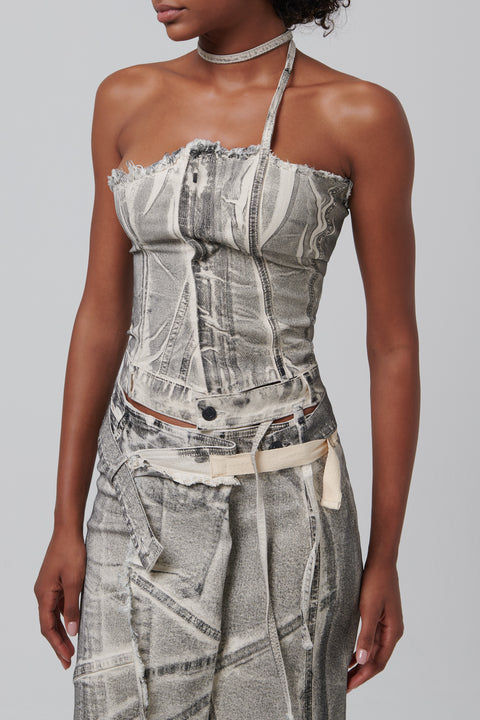 Grey Denim Tube Top
