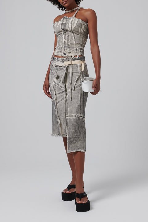 Grey Denim Tube Top
